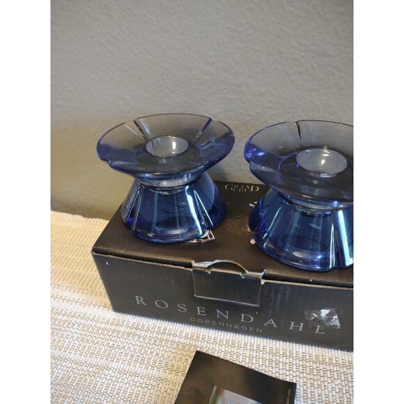 Rosendahl Grand Cru Glass Candle Stick Holders Purple GUC with original box - Picture 3 of 13